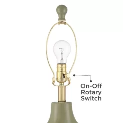 360 Lighting Lyrah 25" High Mid Century Modern Table Lamp Green Glaze Finish Ceramic Single White Shade Living Room Bedroom Bedside Nightstand House -Lighting Discount Store GUEST fe735d70 6204 4891 a27e 1ad9132cd7ca